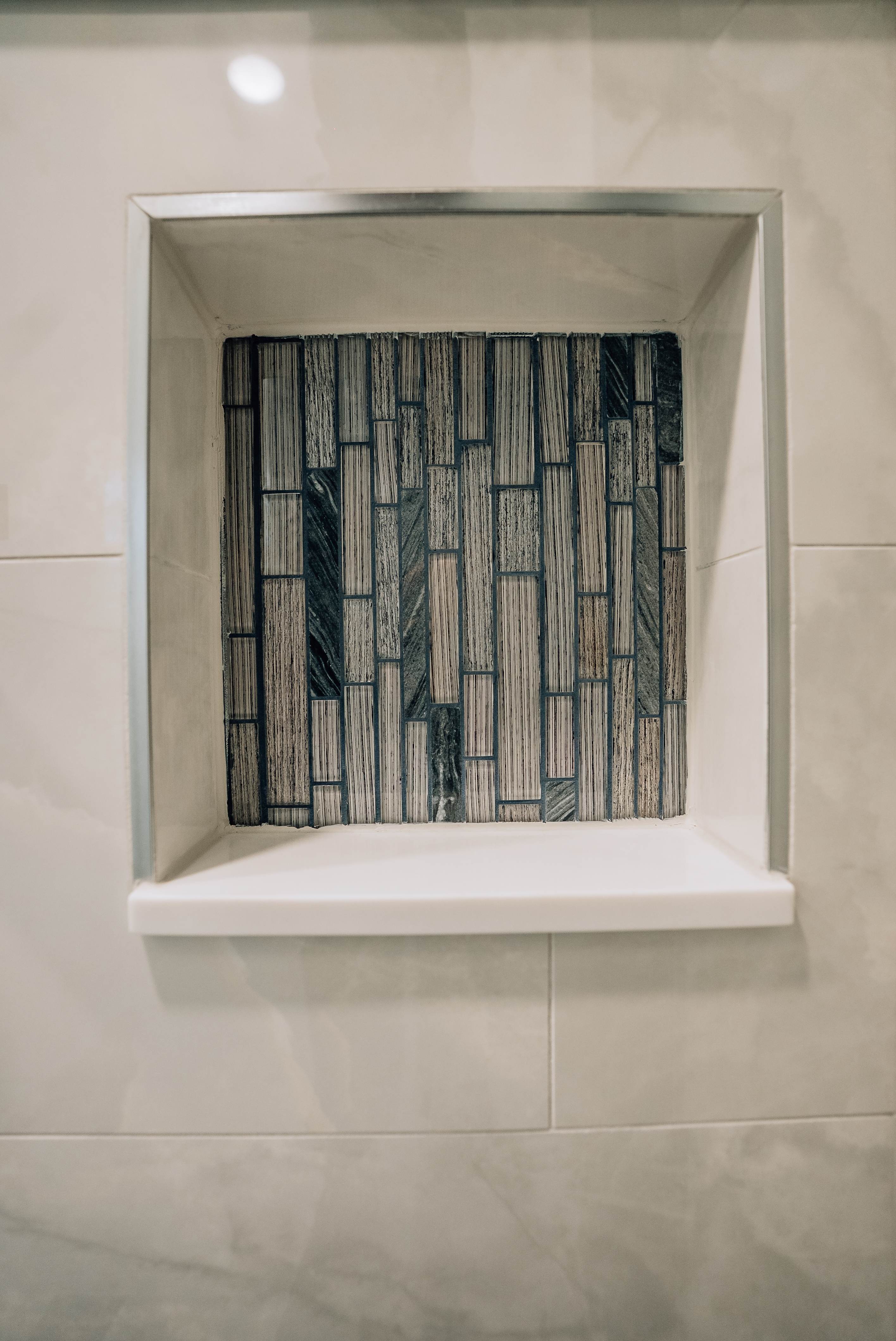 Custom Shower Niche with Mosaic Tile