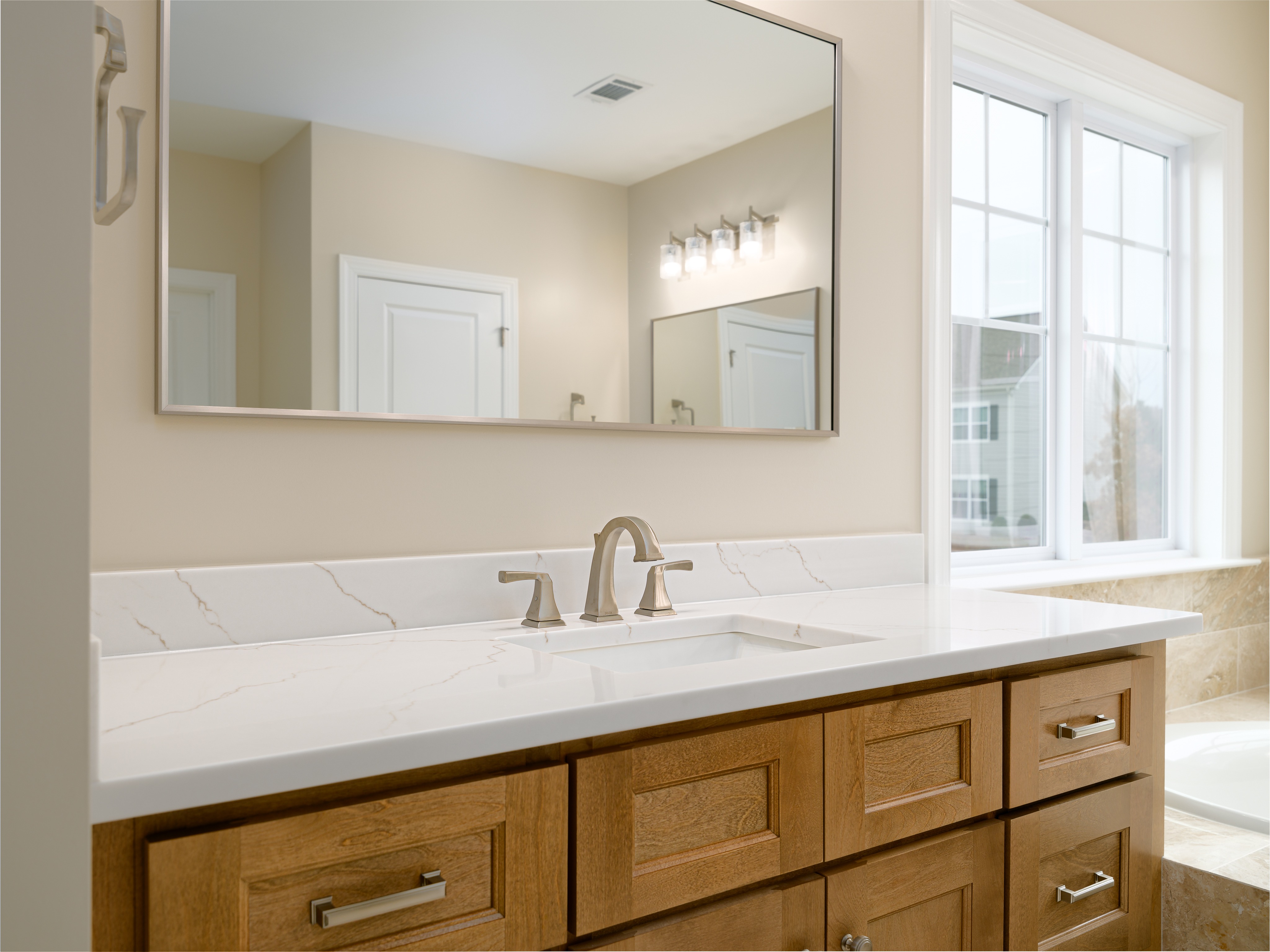 Oak Vanity with Quartz Countertop